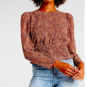 Express Puff Sleeve Smocked Waist Top